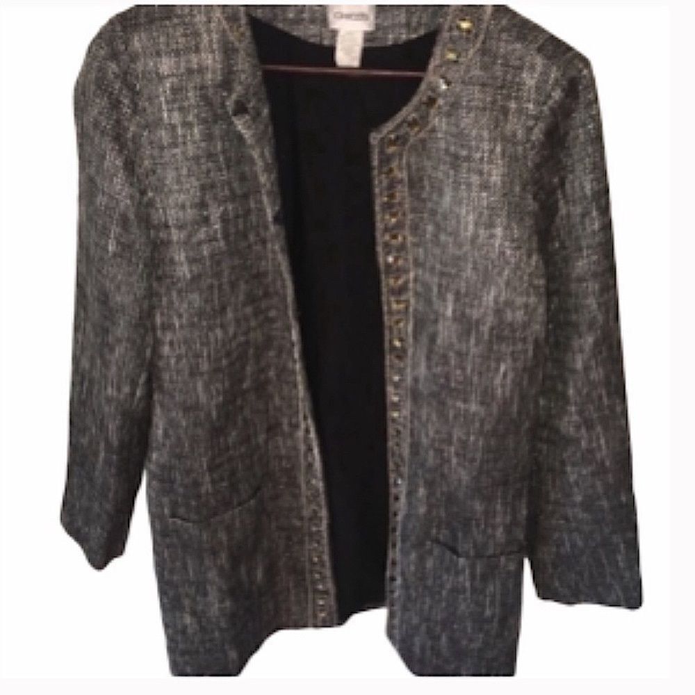 Chico's Grey Rhinestone Jacket - Picture 2 of 7
